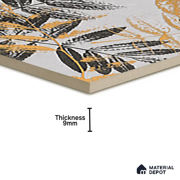 Floral Wall Tile TL 07249 Plana 8005 GLM (Gold) 1 ft x 1 ft Ceramic Matte Finish - 9 mm  | 2 mm Spacer is Mandatory | Please Expect a Slight Variation of Pattern (Sample)